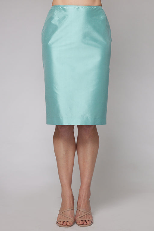 Tiffany Blue Silk Classic Skirt