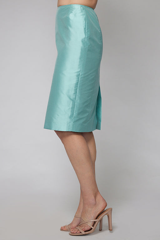 Tiffany Blue Silk Classic Skirt