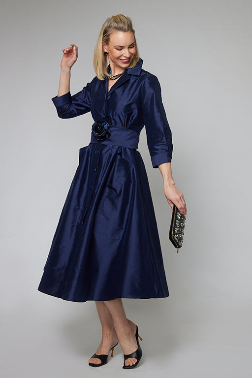 Midnight Silk Shirtmaker Dress