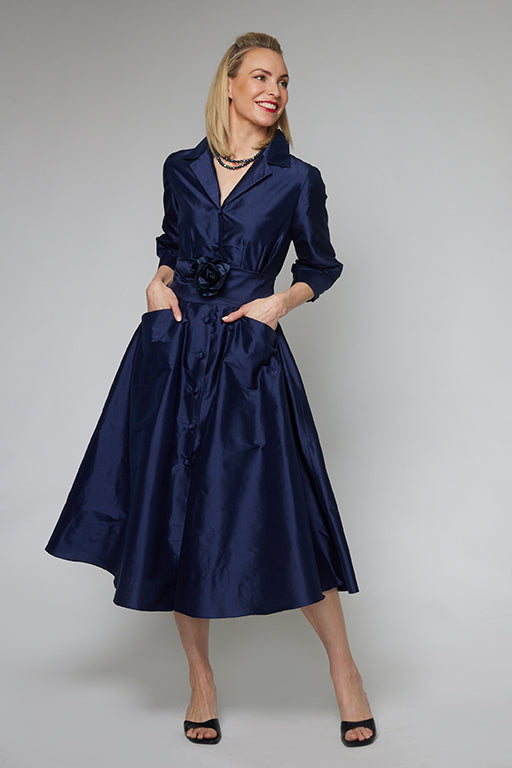 Midnight Silk Shirtmaker Dress