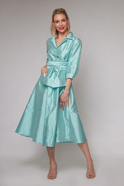 Tiffany Blue Silk Shirt Dress