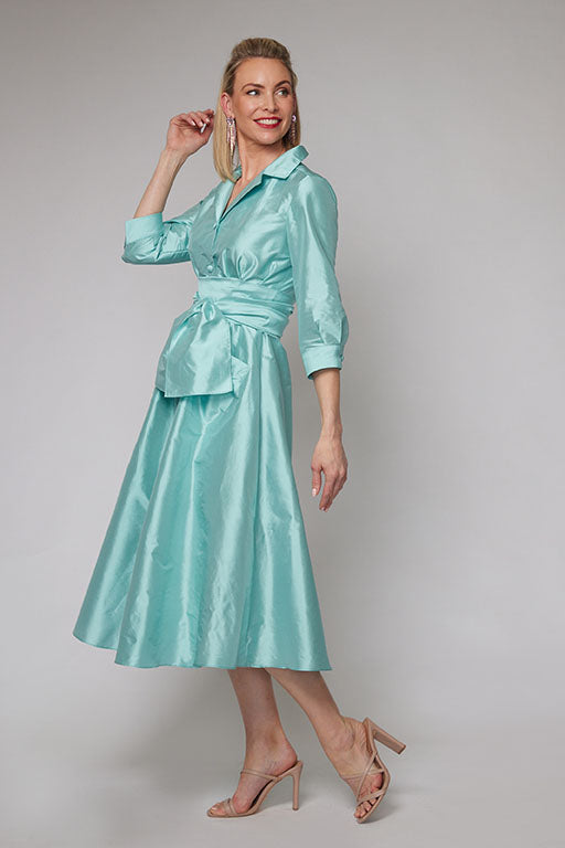 Tiffany Blue Silk Shirt Dress