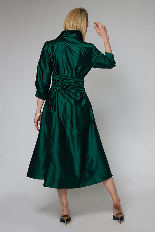 Emerald Green Silk Shirtmaker Dress