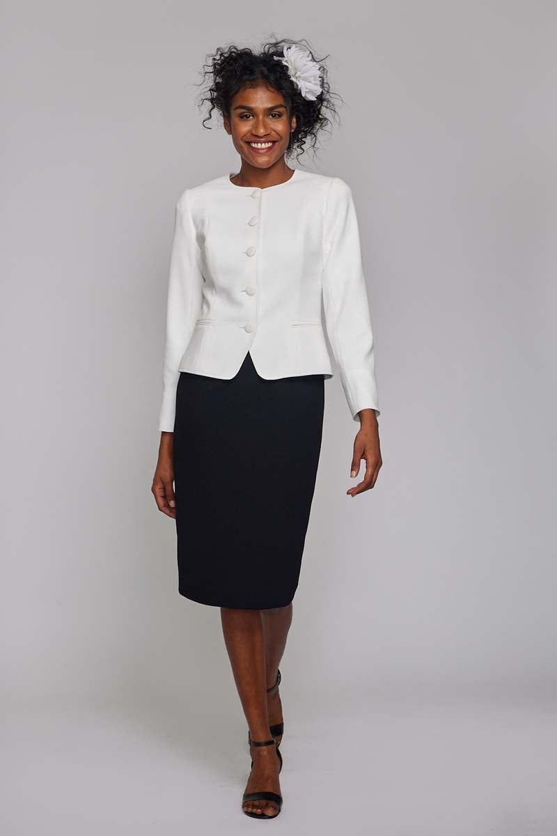 Round Neck Jacket - Ivory