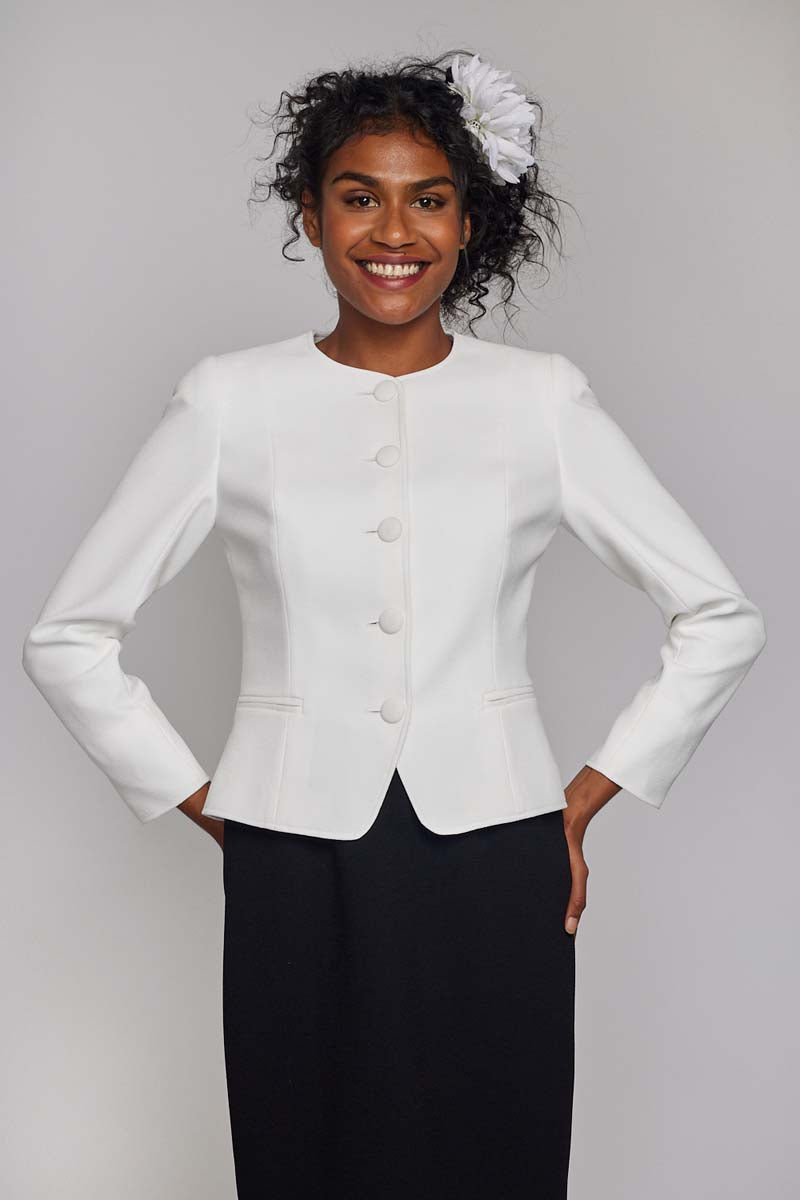 Round Neck Jacket - Ivory