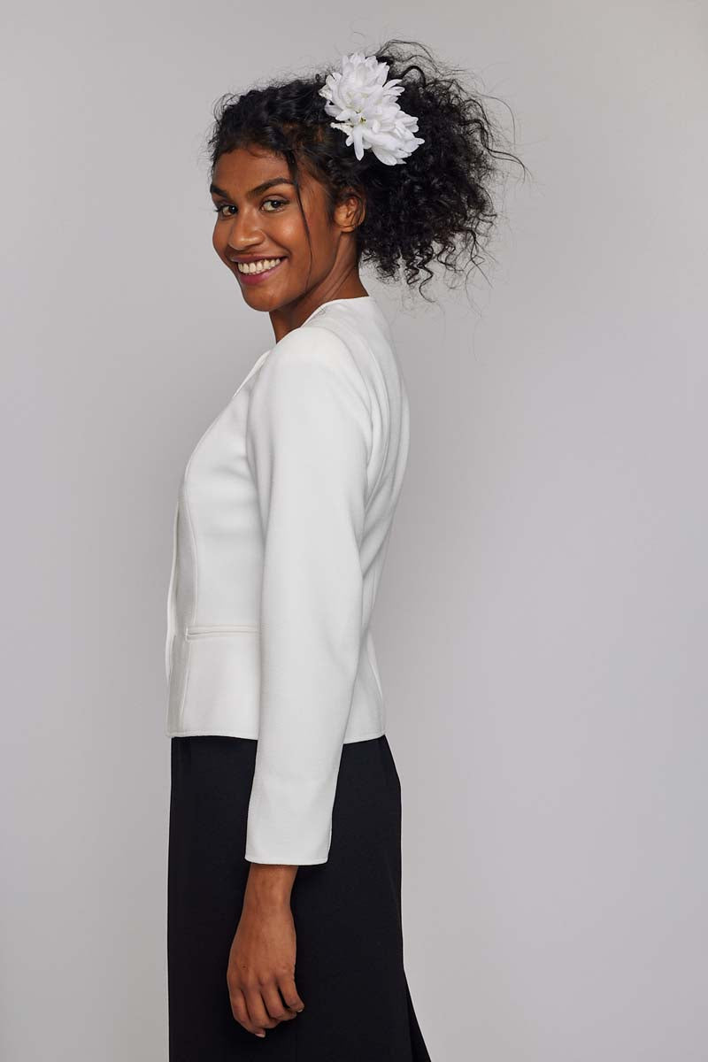 Round Neck Jacket - Ivory