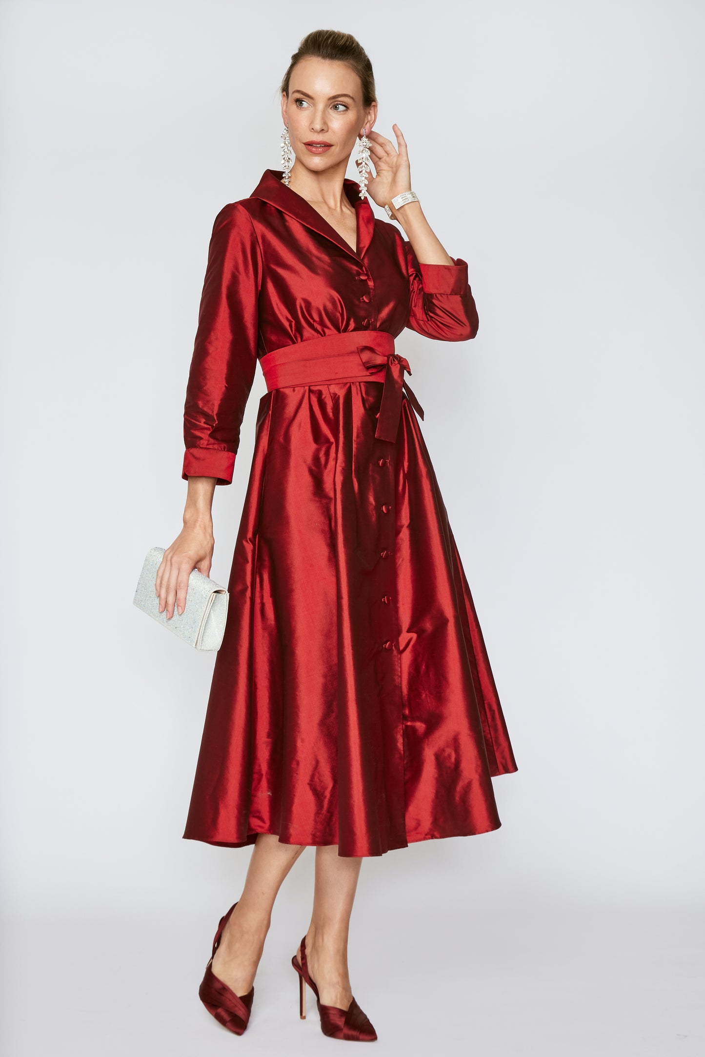 Claret Silk Grace Kelly Dress
