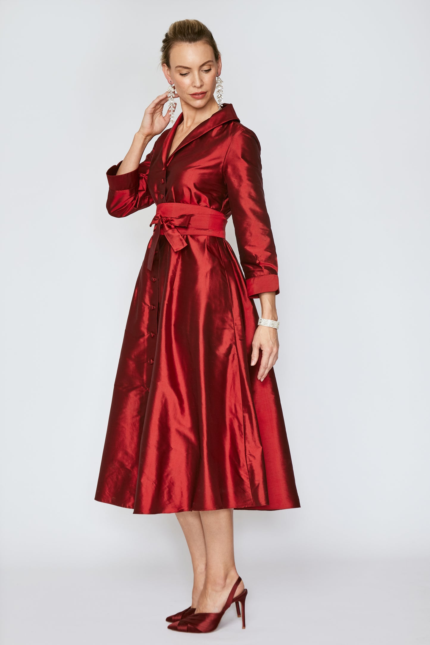Claret Silk Grace Kelly Dress