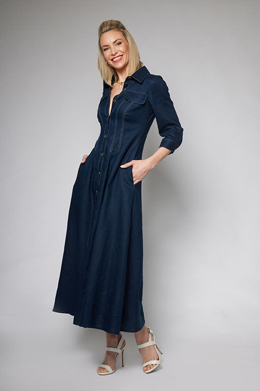 Indigo Shirtmaker Dress