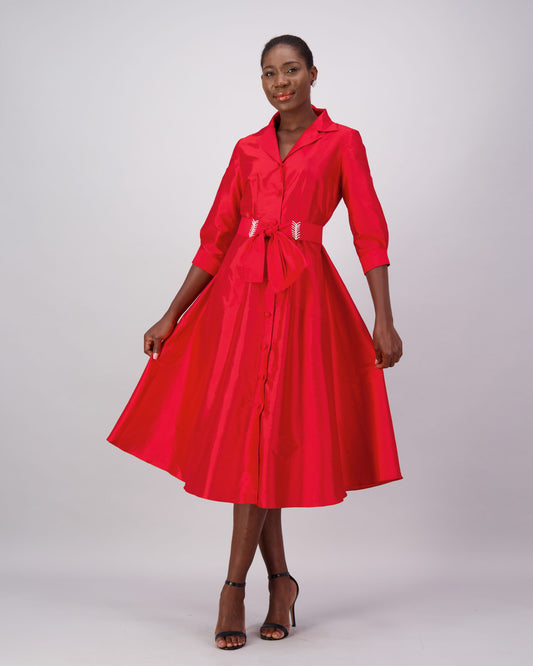 Red Regina Shirtmaker Dress