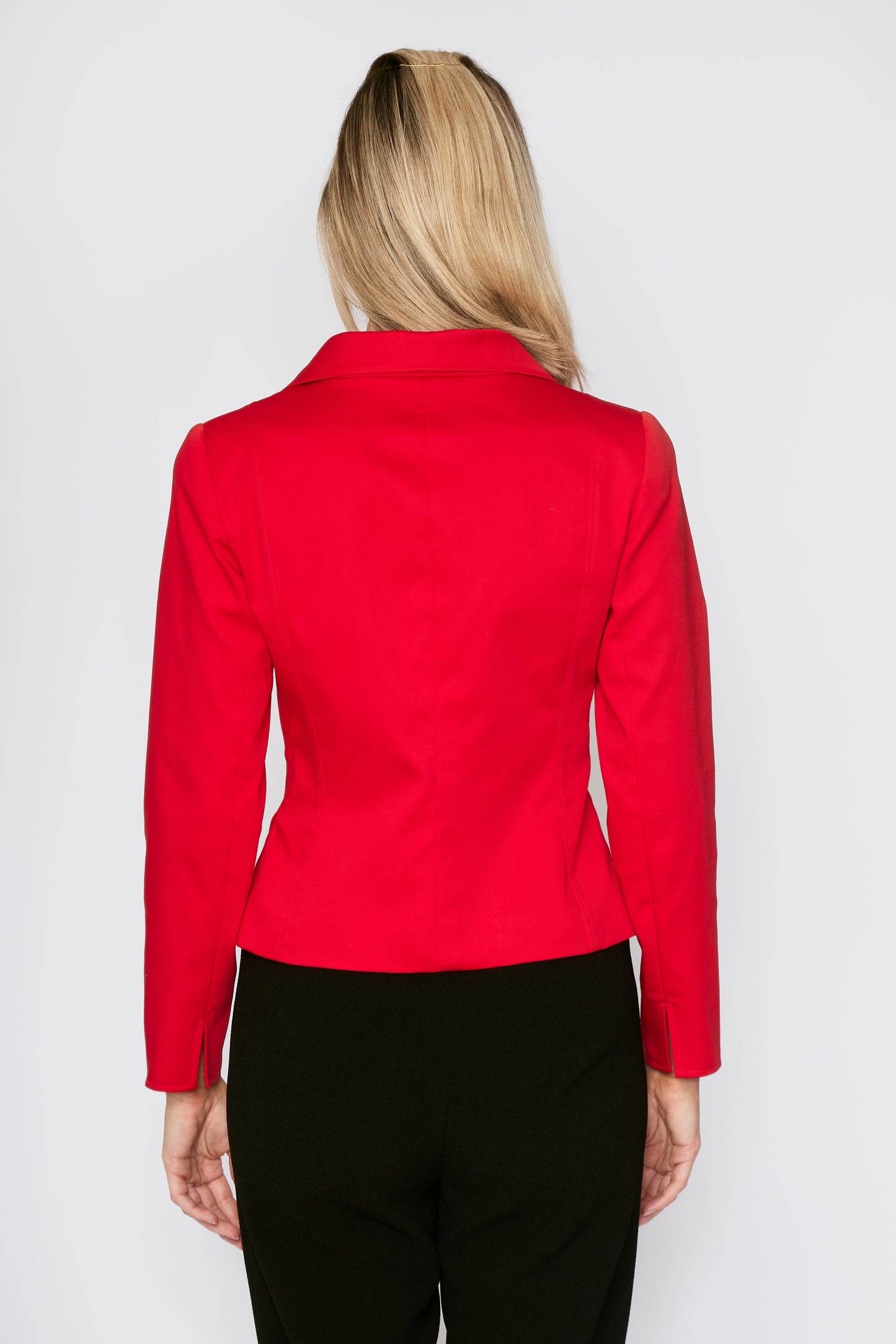 Red Cotton Zipper Jacket